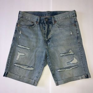 H&M MENS RIPPED JEAN SHORTS - WAIST 30